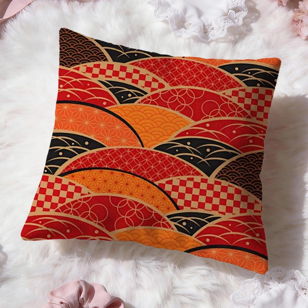 Japanese style pattern Cushion Cover Premium Comfort Reversible Pillow Cove -Two in One Design for Any Room & Car Interior