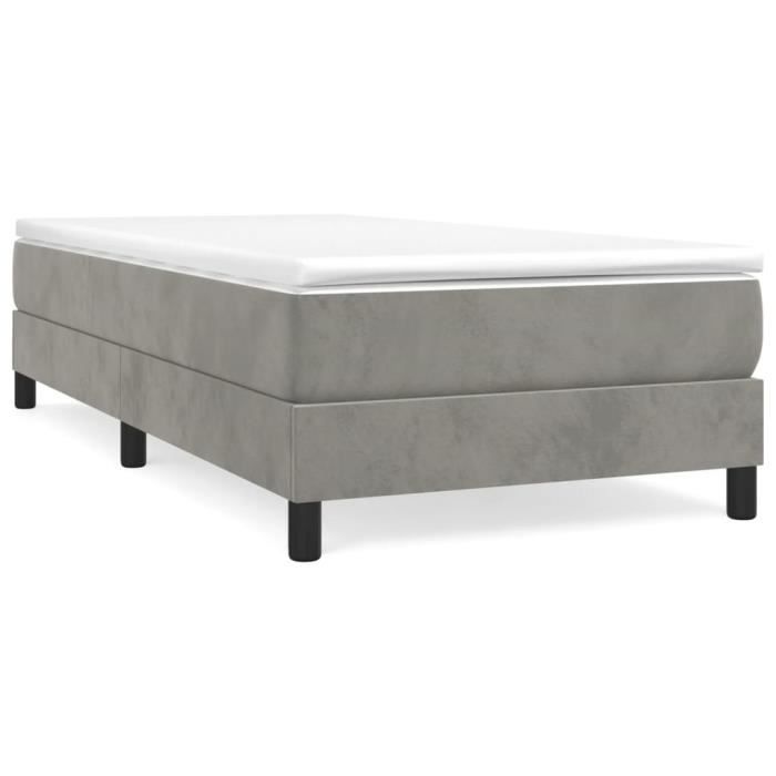 VidaXL Lit à sommier tapissier et matelas Gris clair 90x190 cm Velours - Modèle 3144303