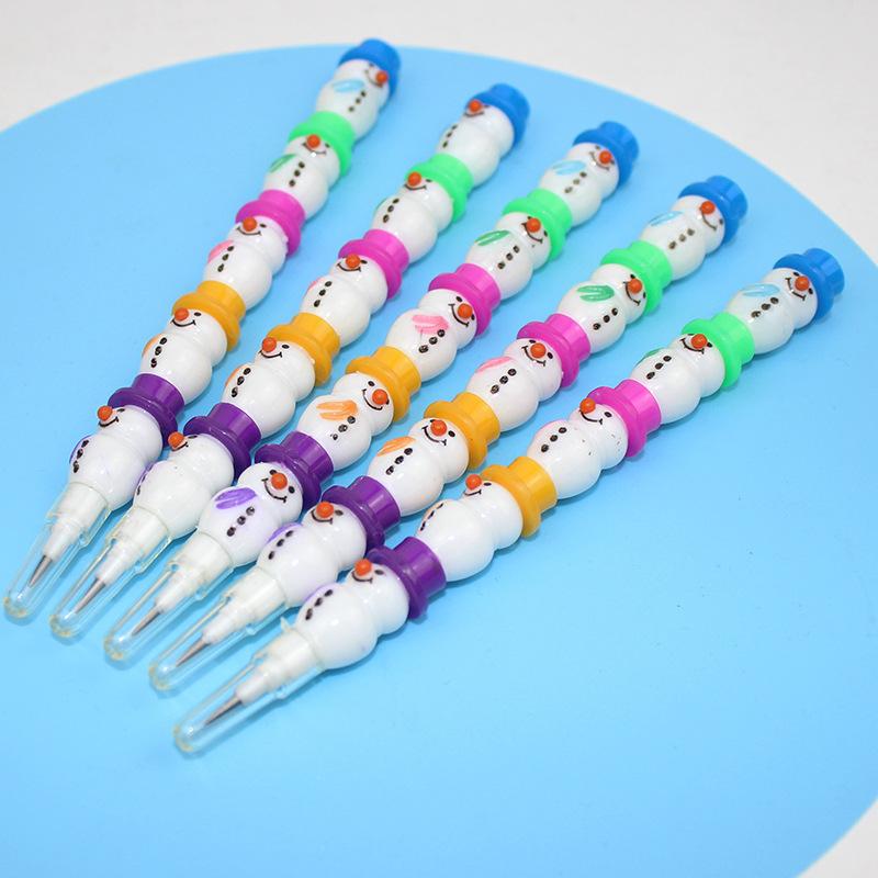5Pcs  Year School Stationery Christmas Snowman 5-Section Building Blocks Stackable Pencils Kids Birthday Party Favor Gifts