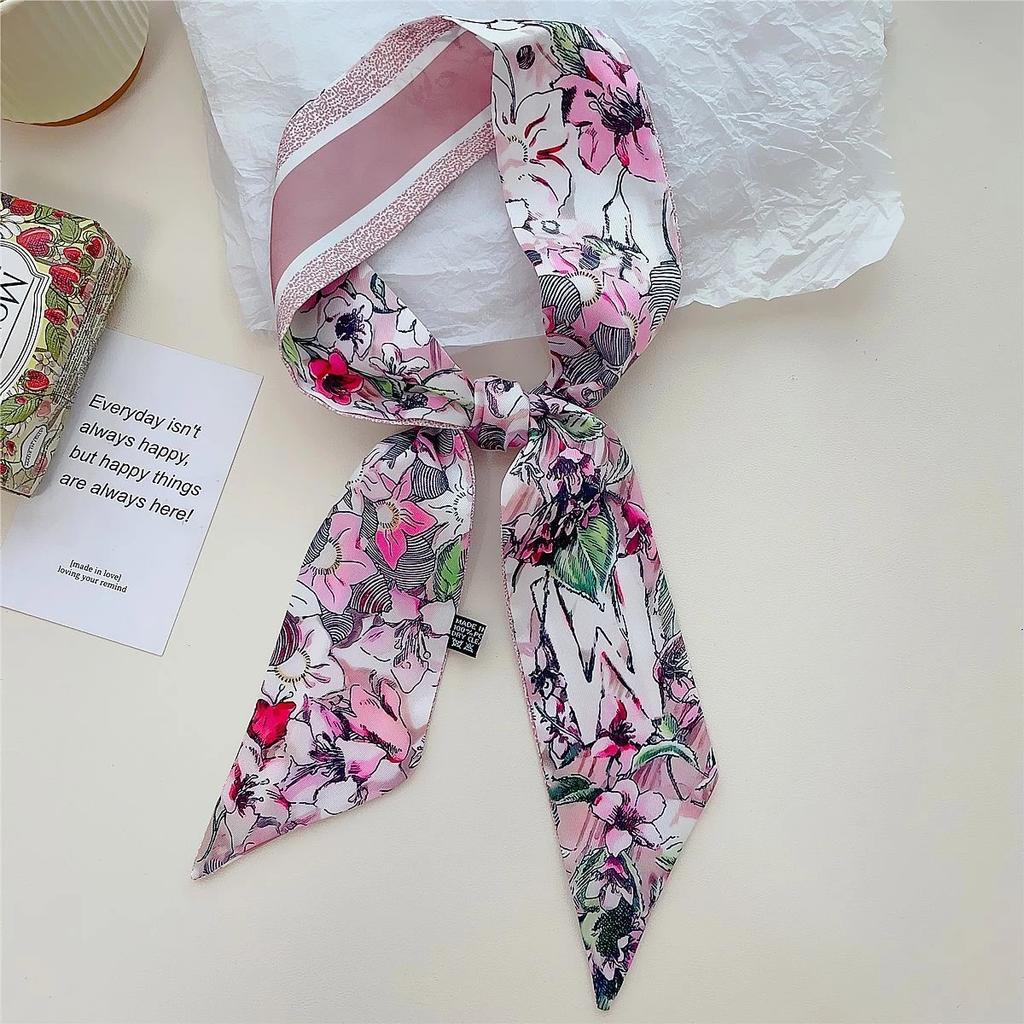 26 Letter Printed Headband 100x6cm Fashion Small Silk Scarf For Women New Design Brand Scarves Women's Bags Hair Tie Accessories
