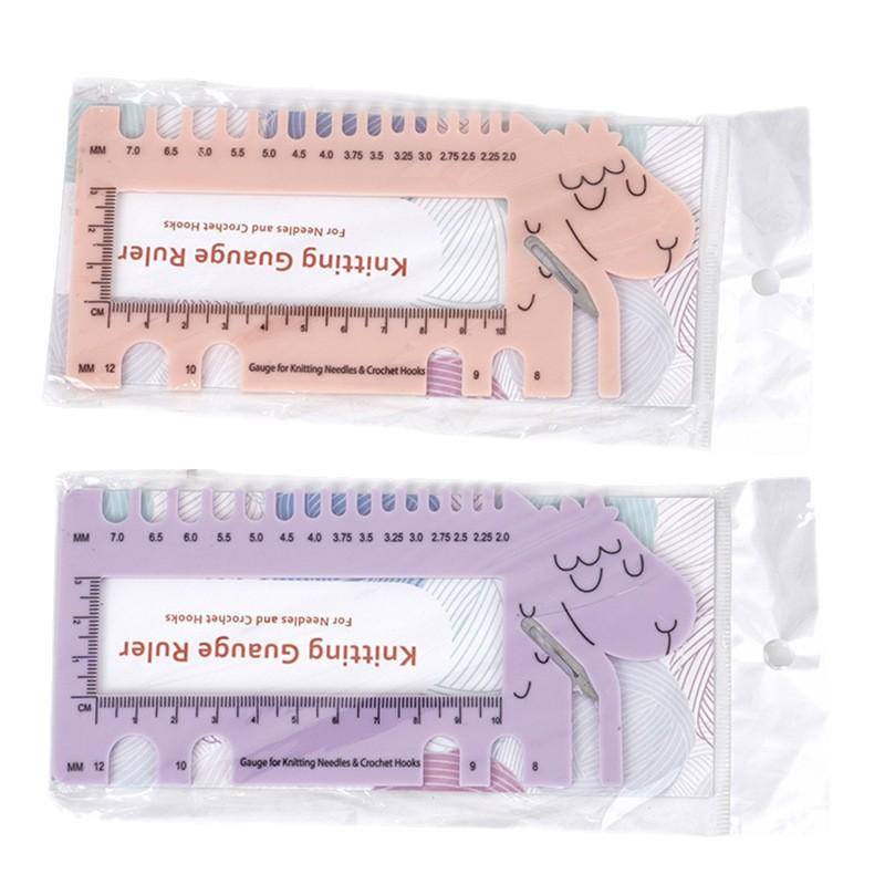 Portable ABS Plastic Horn Knitting Ruler, Special Knit Crochet Measure Gauge for Wool Yarn Clothing Hand Knitting Accessories
