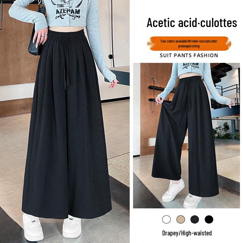 

Spring 2025 Plus Size High-Waisted Wide-Leg Acetate Culottes - Slimming, Versatile, and Casual. 3XL темно-сірий