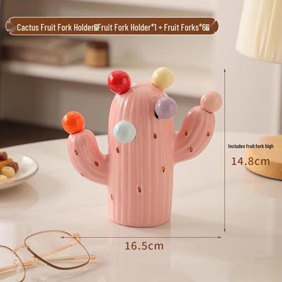 Cute Ceramic Fruit Fork Set with Holder