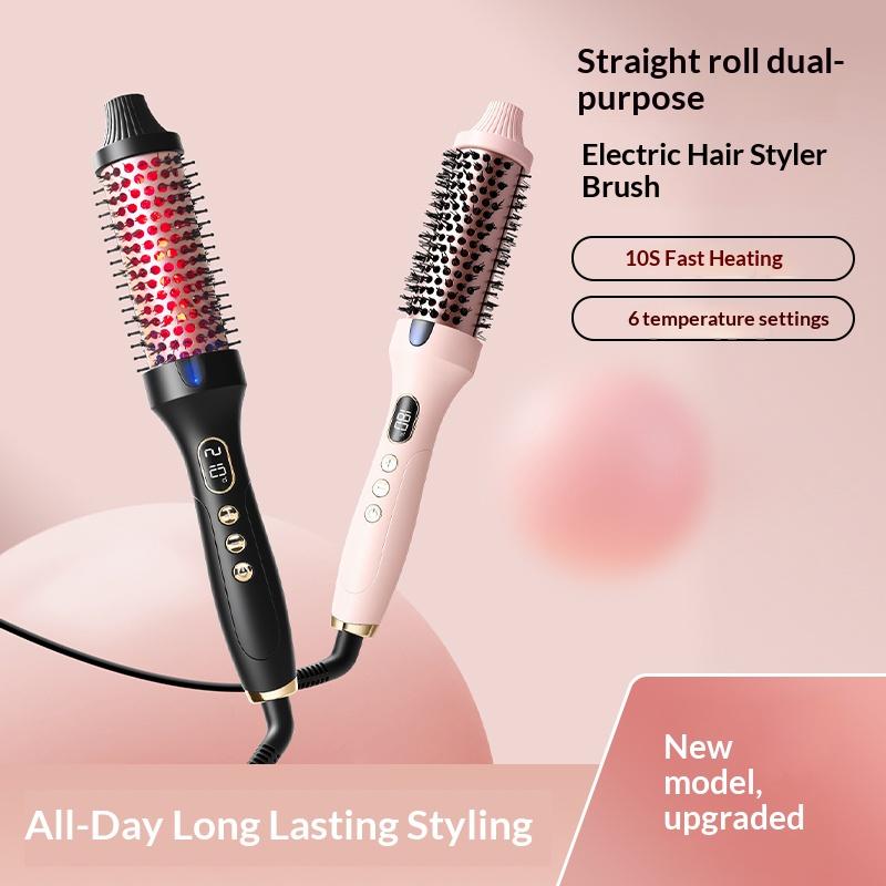 1.25 Inch Ionic Curling Brush Thermal Hairbrush Customized Ionic Thermal Hair Styling Comb Fast Heater LED Display Electric