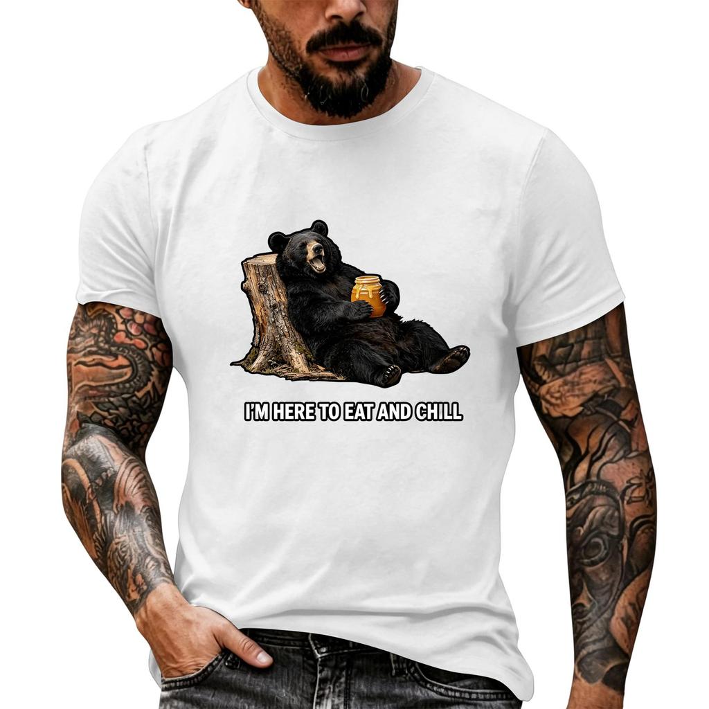 Herren Lustiger Tier-Spruch Print Vintage T-Shirt, Locker Atmungsaktiv Sommer Freizeit Oberteil