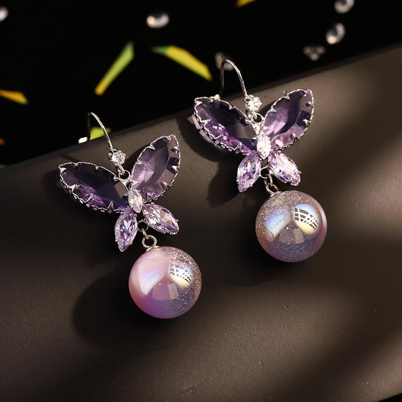 Серьги-кисточки «Бабочка и жемчуг» из стерлингового серебра для женщин