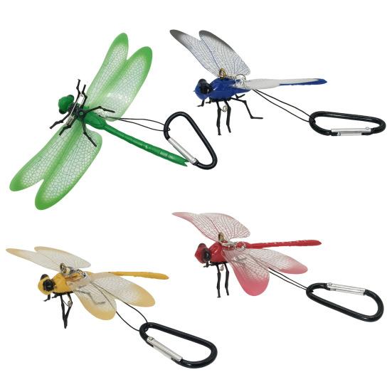 Falešná dekorace vážky s karabinou Přenosný venkovní kempingový komár Odpuzovač much Simulovaný 3D