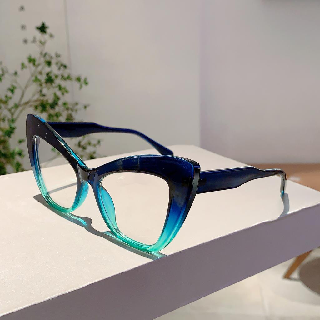 Oversized Cat Eye Glasses Women Stylish Vintage Blue Light Blocking Eyewear Butterfly Shaped Candy Color Rim Eyeglasses