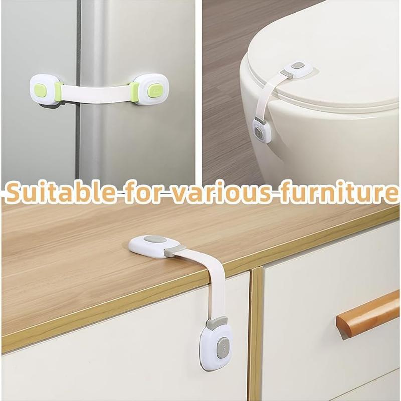 Child Safety Strap Locks, Baby Locks for Cabinets and Drawers, Toilet, Fridge & More, Freezer Latch To Keep Door Closed