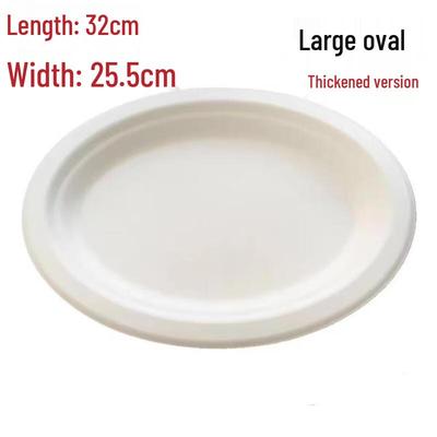 Kashicong Disposable Thickened White Wide-Rim Oval Paper Plates