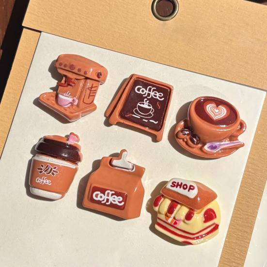 6Pcs Coffee Theme Refrigerator Magnet Resin Decorative Fridge Magnet Memo Notes Photo Holder for Home Kitchen