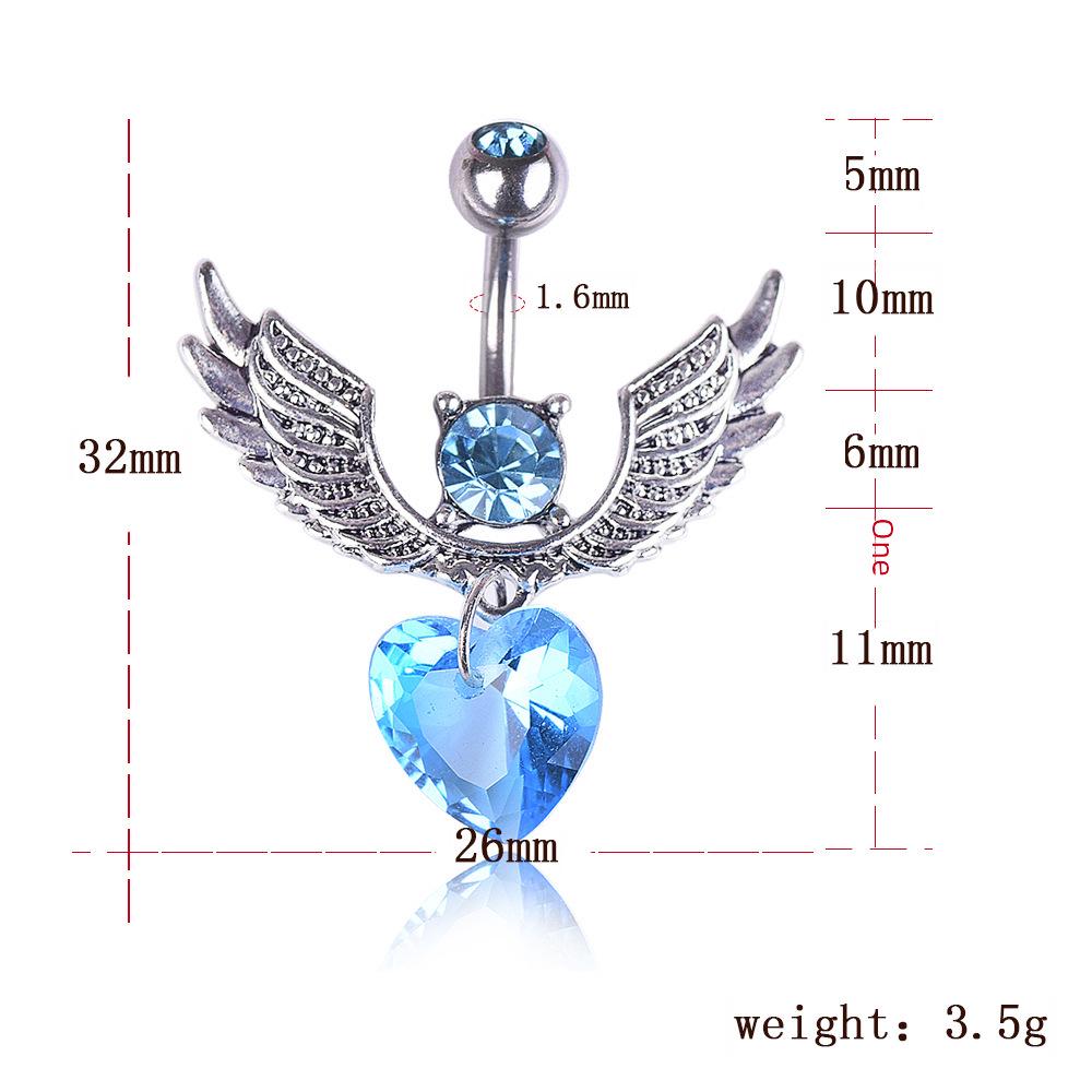 European-American Fashion Crystal Zircon Wing Belly Ring - Stylish Stainless Steel Belly Piercing Jewelry