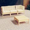 VidaXL Pine Wood Garden Lounge Set 4 Pcs with Cushions Patio Furniture Outdoor Furniture Garden Furniture Furniture of 3096106