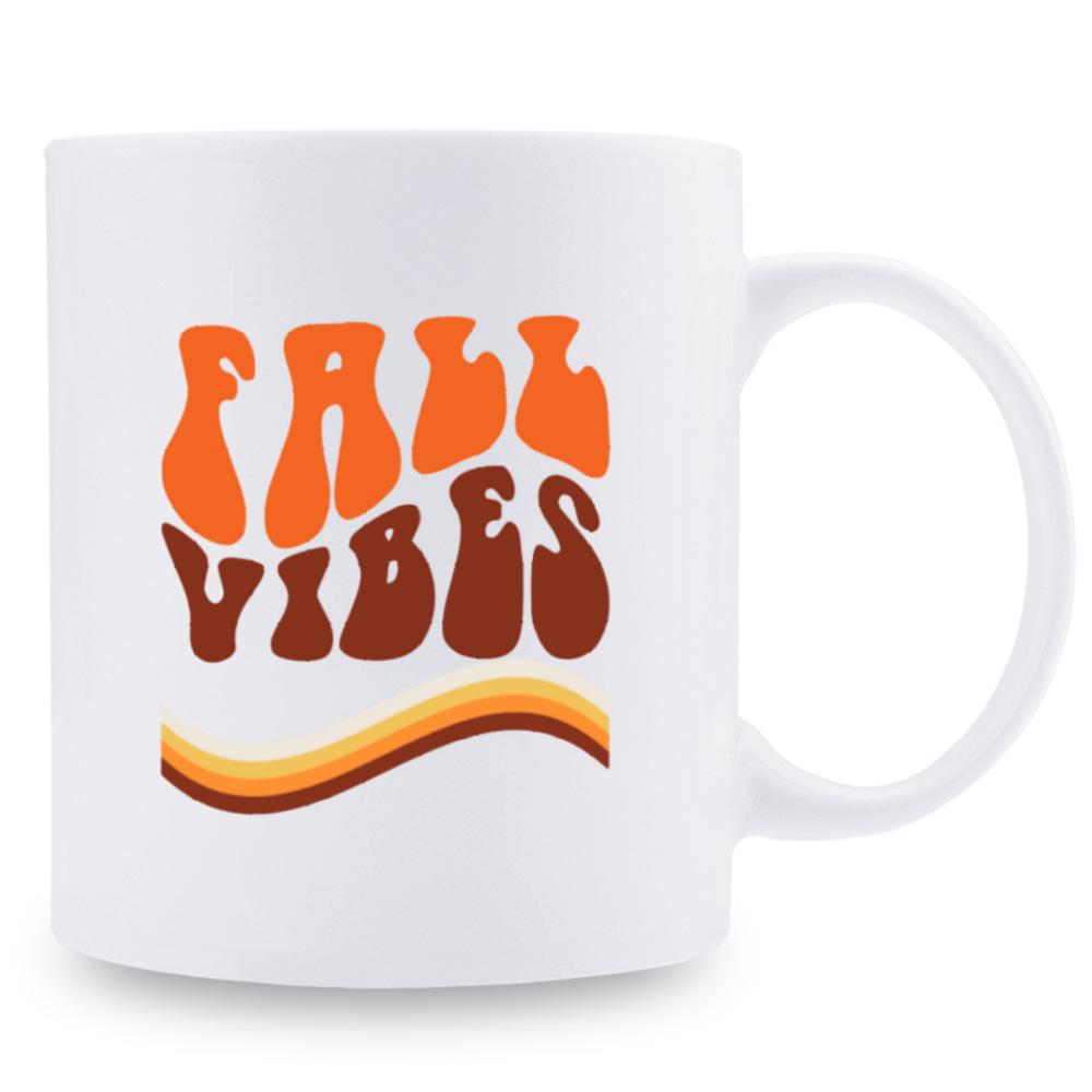 

1 шт. кружка кофейная керамическая 11 унций осеннего оранжевого цвета класса 3A для комнаты, украшение на Хэллоуин, День благодарения, День рождения, Рождество, праздник 301-400ml белый