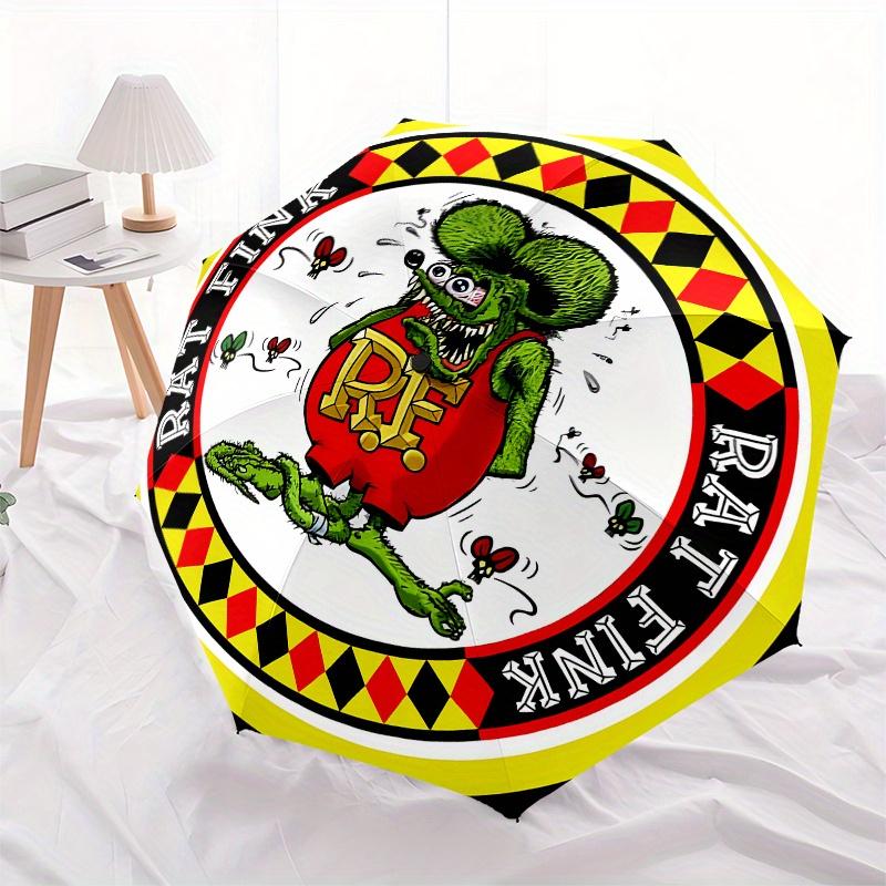 Rat Fink Classic Pin - Green Mouse withRed Overalls - Vintage Style Automotive EmblemUmbrella, Portable 3-Fold Compact Umbrella for Men & Women Gift