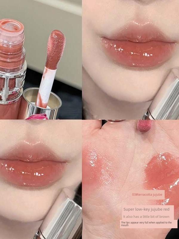 The Perfect Natural Look! Forest-Style Glossy Lip Gloss with a Mirror-Like Water Effect, Moisturizing, Suitable for Students, Enhances Complexion