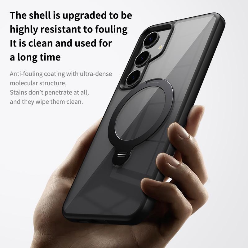 For Samsung Galaxy S24 Magnetic Case Kickstand TPU+Acrylic Phone Cover
