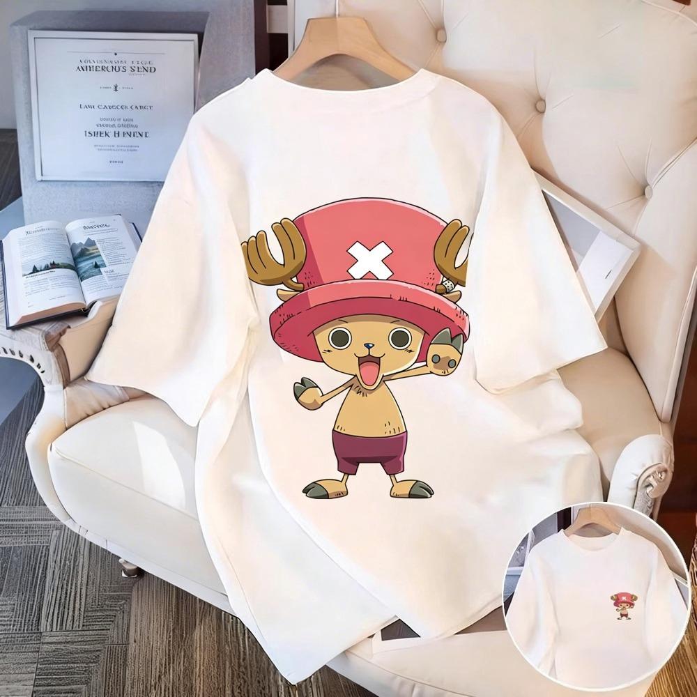

One Piece 2026 New Hot Cotton Candy Lover Chopper Unisex Tshirt Summer Popular Print Casual Parentchild Short Sleeved Shirt S