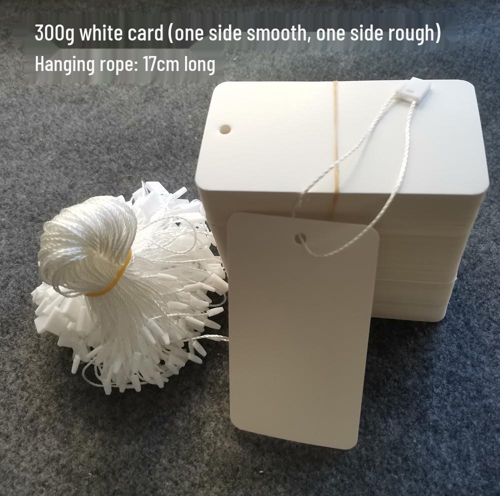 In Stock 300g White Card Paper Hang Tag for Jewelry with Hanging Rope