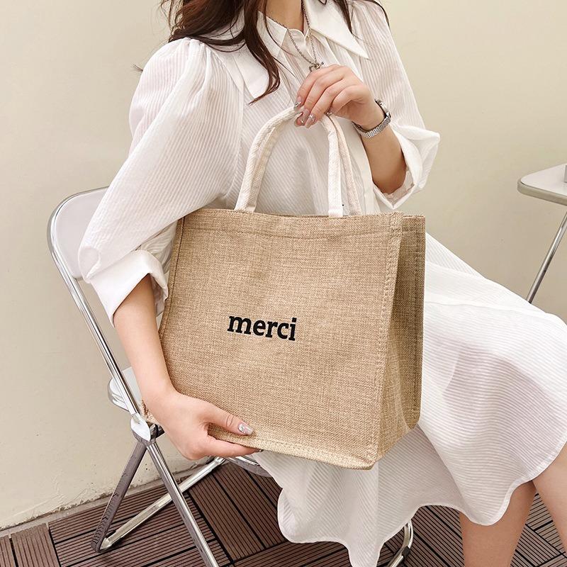 Linen handbag fashion bag new handbag short trip bag