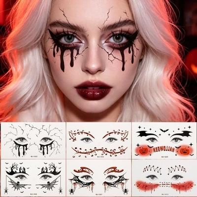Wodoodporne Halloweenowe Naklejki Tatuażowe na Twarz Dynia Body Art Naklejki Blizny Nawiedzony Dom