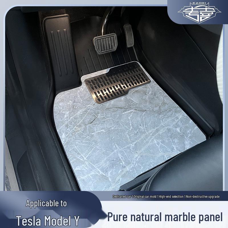 Tesla Model Y Natural Marble TPE Eco-Friendly Floor Mats