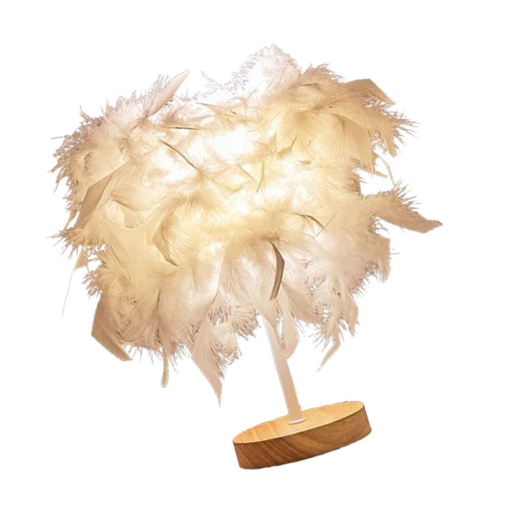 Feather Table Lamp Light Luxury Bedside Lamp Night Light for Bedroom Living Room Party Wedding