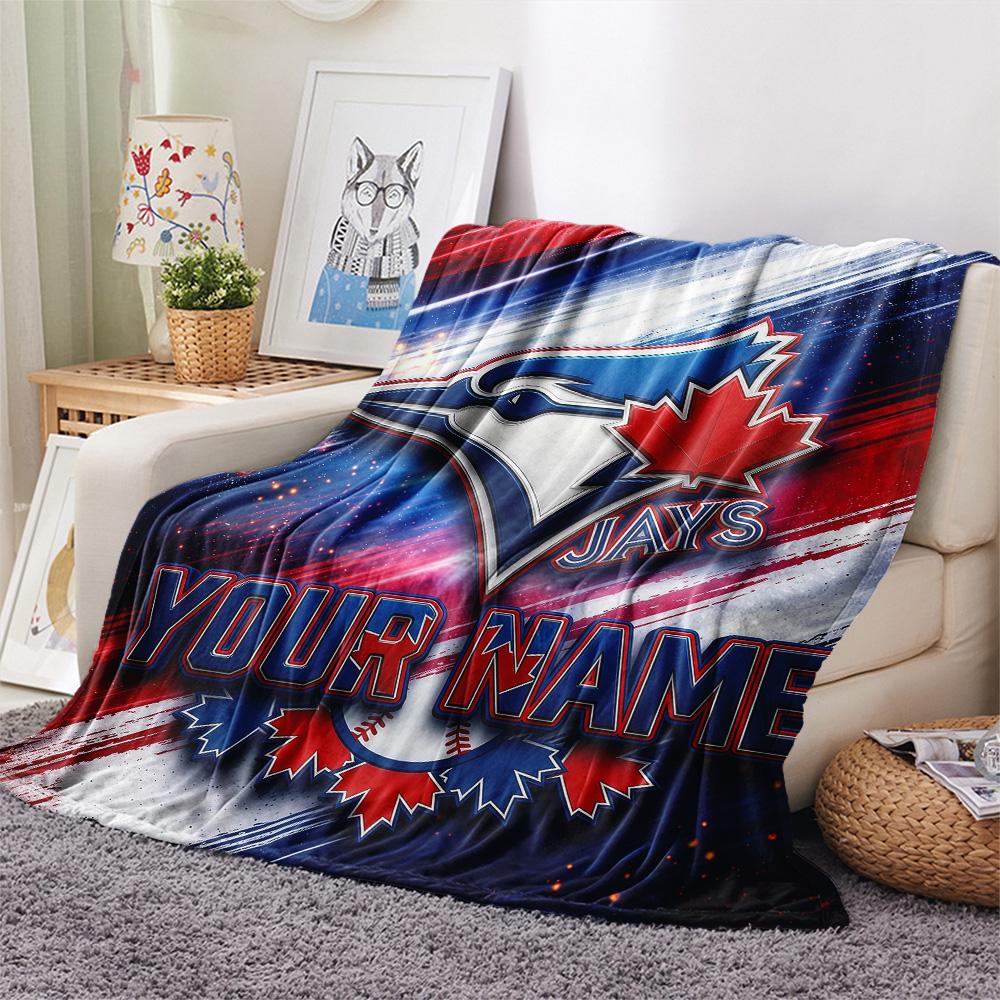 Custom Name Toronto Blue Jays2 Flannel Blanket, High quality Comfortable for All Seasons, Home Decor, Warmth and Comfort