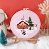 Christmas Pattern CrossStitch Kits Embroidery Starter DIY Kits with Embroidery Clothes Hoop Thread Needle for Beginner