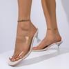 Sandale cu Toc Înalt Transparent PVC Sexy la Modă Femei 2025 Vară Toc Subțire Papuci de Exterior Femeie Slip-On Vârf Decupat Pantofi cu Toc pentru Petrecere Mujer
