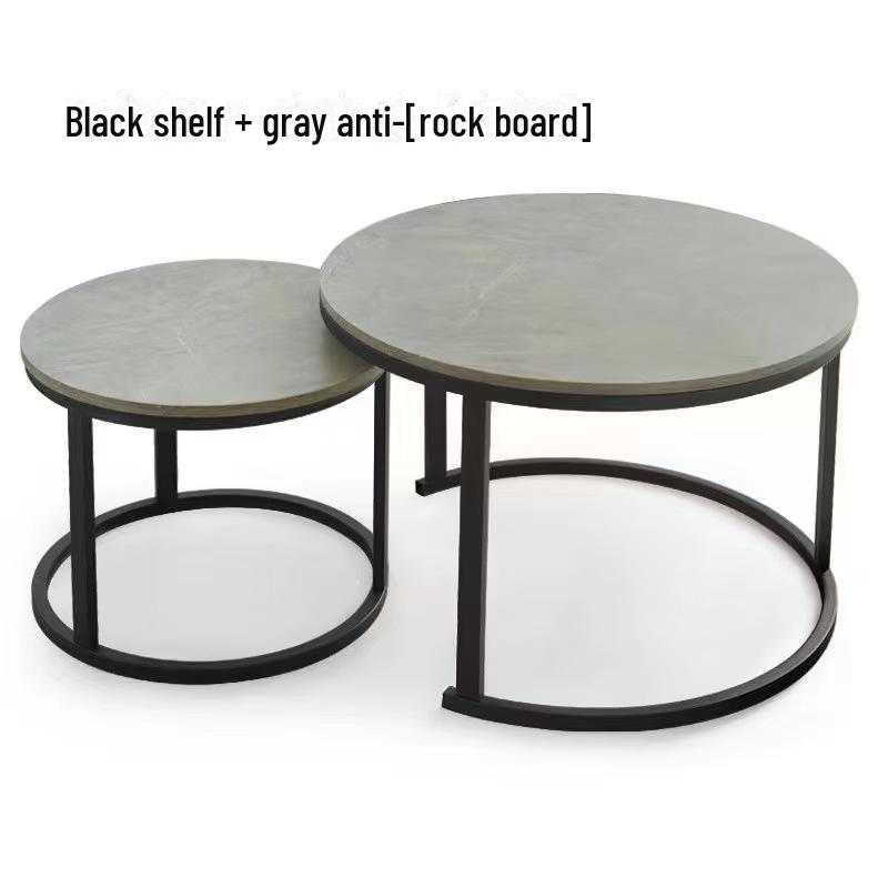 Modern Nordic Iron Coffee Table Set: Minimalist Round Mother and Child Design for a Quiet Living Room.