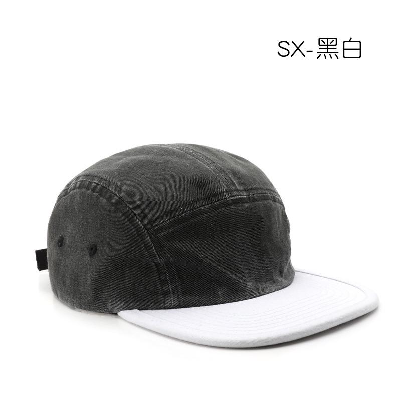 New Retro Color Matching Light Board Flat Brim Hemming Cotton Hip-hop Hat Men's and Women's Old Color Matching Solid Color Hat Tide