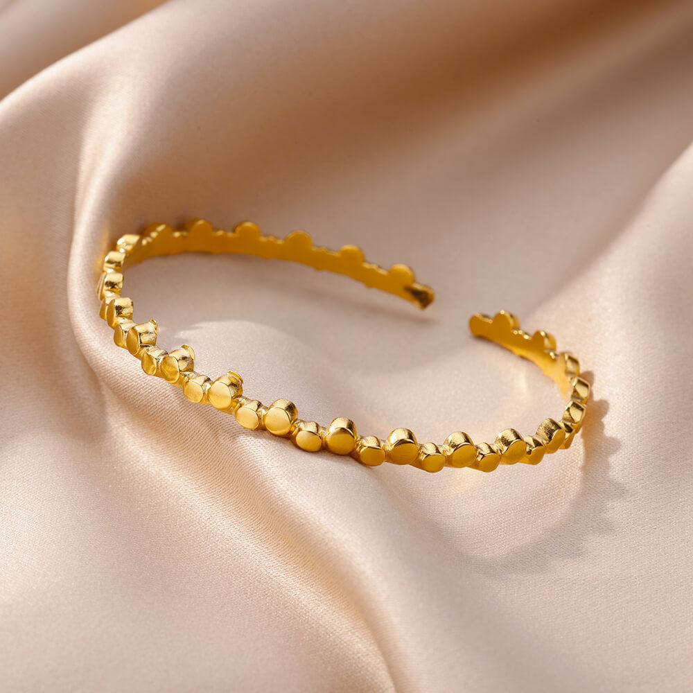 

Трехслойные открывающиеся браслеты из нержавеющей стали для женщин, браслет-манжета в стиле ретро золотого цвета, эстетичные циркониевые браслеты, подарки Gold