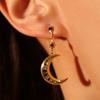 Retro Asymmetrical Earrings with Moon Hexagram Star Inlay Zirconia Earrings for Vacation Celebration Holiday for Men Women
