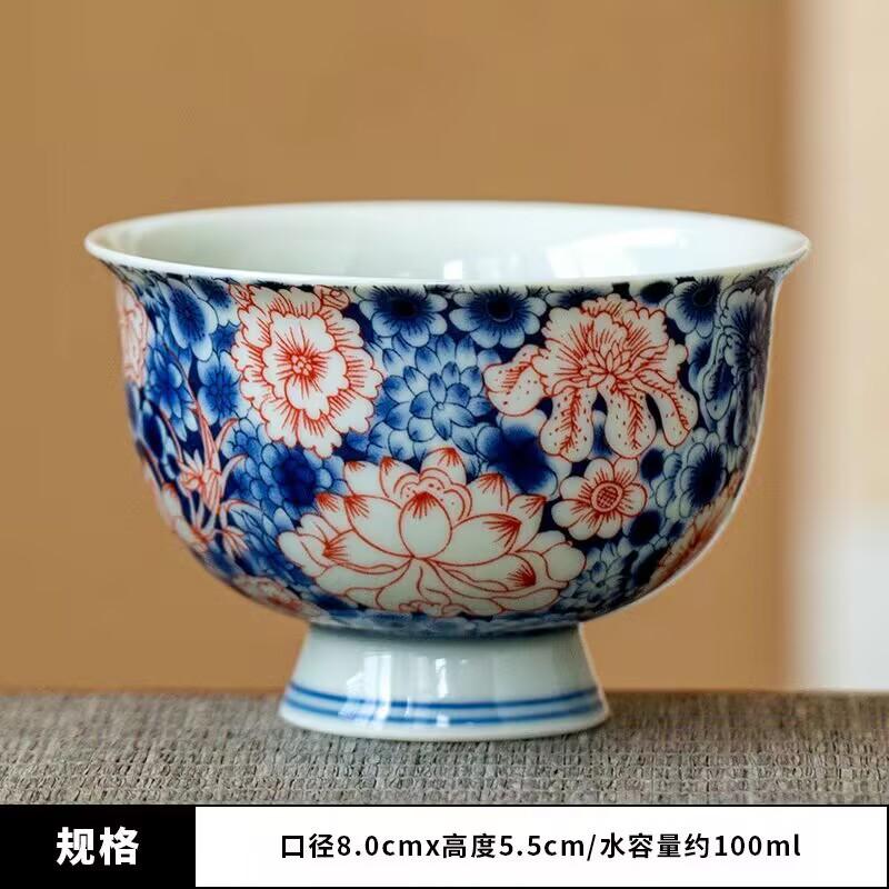 Jingdezhen Old Pottery Mud Blue And White Landscape High-End Master Cup Kung Fu Tea Set Tea Cup Single Ceramic Tea Cup Large