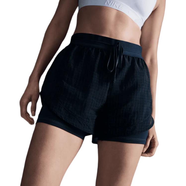 Nike Running Division Lace-Up Mid-Rise Two-In-One Three-Quarter Sports Shorts Women Shorts Deep-Sea-Blue FV6362478
