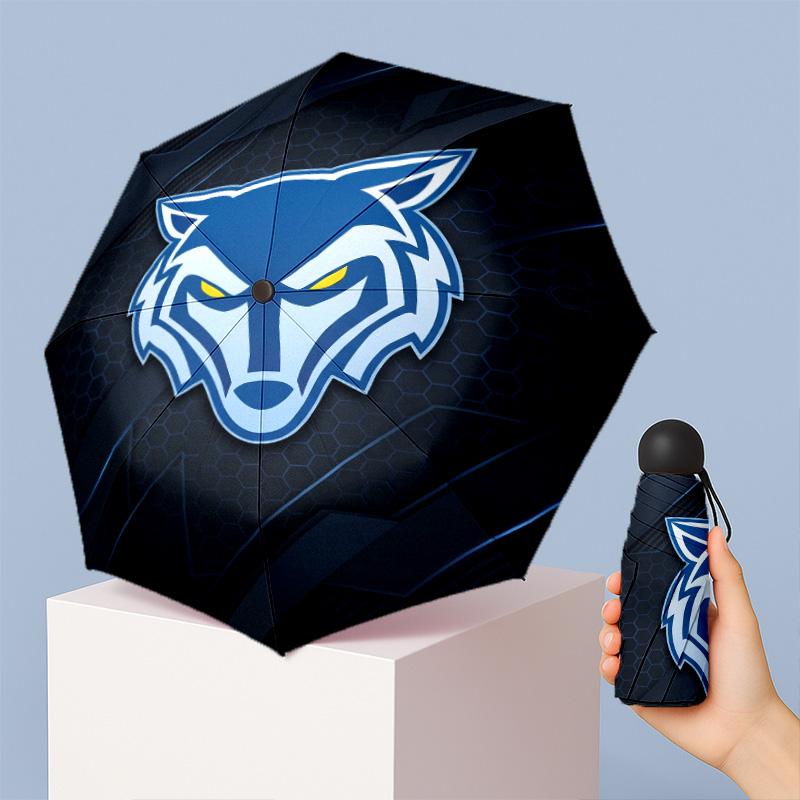 Warrington Wolves Printed 5?Fold Mini Umbrella 8?Rib Windproof Compact Umbrella For Women Pocket Carry