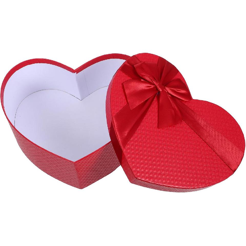 Empty Heart Shaped Box: Present Decorative Boxes with Lids for Valentines Day, Wedding, Bridal Shower, Anniversary, Birthday Party Goodie Boxes