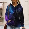 Women Long Sleeve Drawstring Hood Kangaroo Pocket Pullover Printed Hoodie