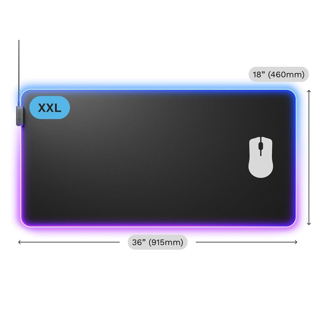 Glorious Mouse Pad 2 GLED XXL Black RGB Lighting Cloth Gaming Mouse Pad X MS0774 (915 460mm) GLO-MP2-GLED-XXL-B