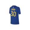 Nike T-Shirt Golden State Warriors Letter Number Print Crew Neck Knit Short Sleeve Jersey Kids Tops Blue DR0781-495