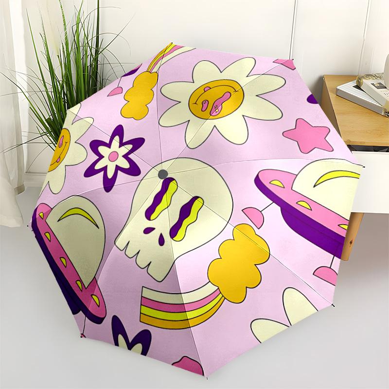 

1pc Psychedelic Automatic Opening/Closing Umbrella with Operation & Windproof Canopy yy260311062
