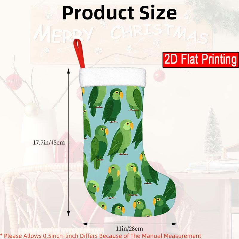 Christmas decoration fireplace hanging stocking() 1pc, Green Parrot (4) - Pattern Christmas Gift Socks, Christ