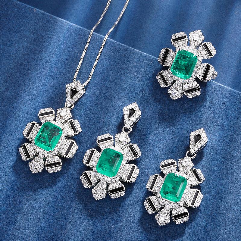 Jewelry Copper Bottom Gold-Plated Imitation Grandmother Green Light Luxury Retro Suit Heroine Stone 8 * 10