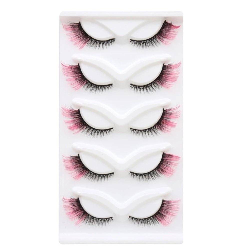 Soft Cat Eye False Eyelashes Fluffy Faux Mink Wispy Lashes Colored Anime Lashes Makeup
