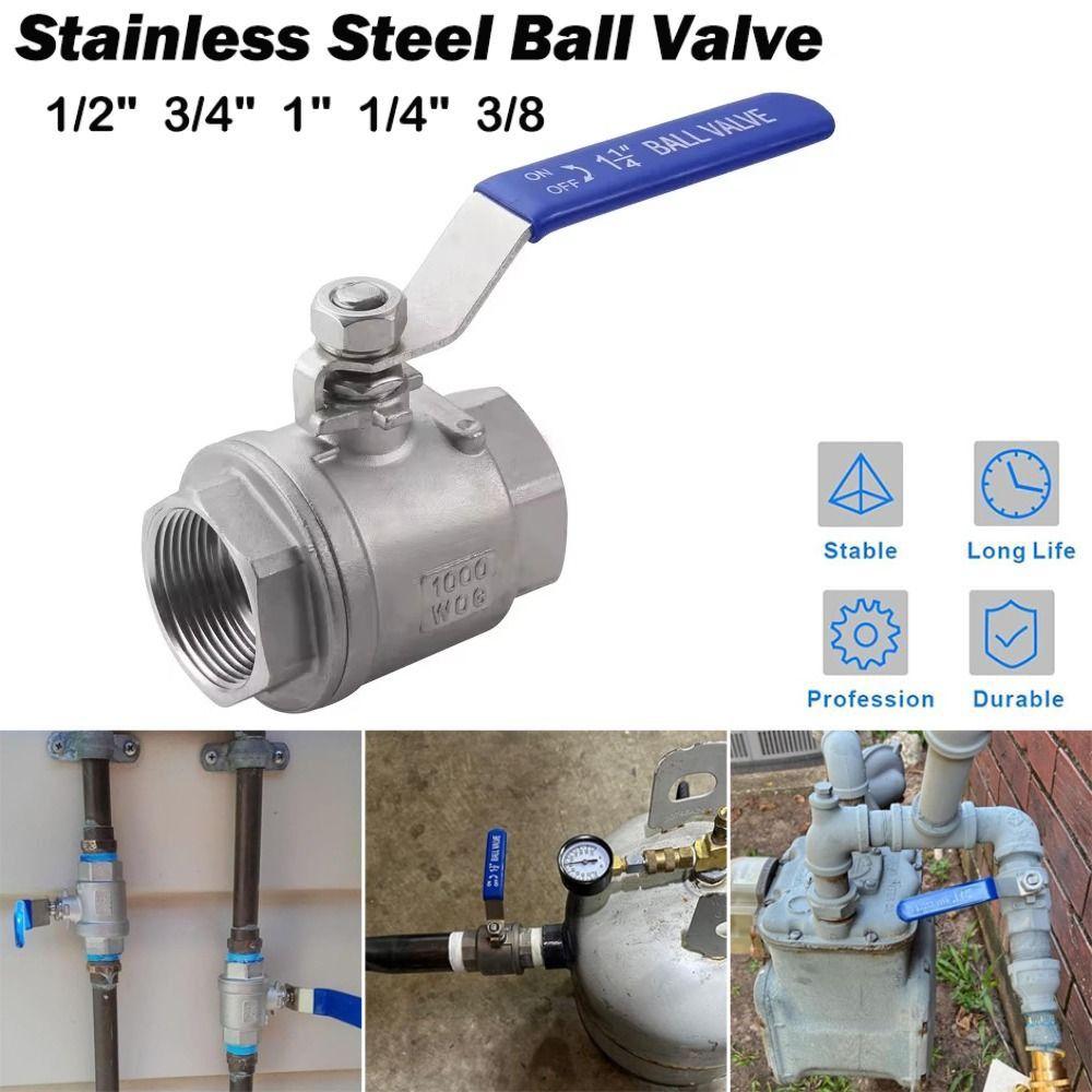 SS304 Stainless Steel Ball Valve 1/2" 3/4" 1" 1/4" 3/8 Female Valve New Full Port Ball Valve