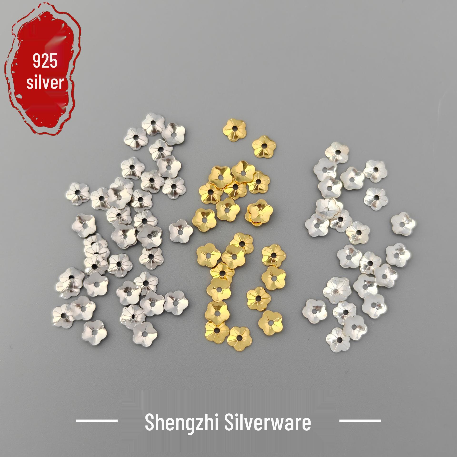 S925 Sterling Silver Flower Spacer Bead for DIY Crystal Bracelet 4mm