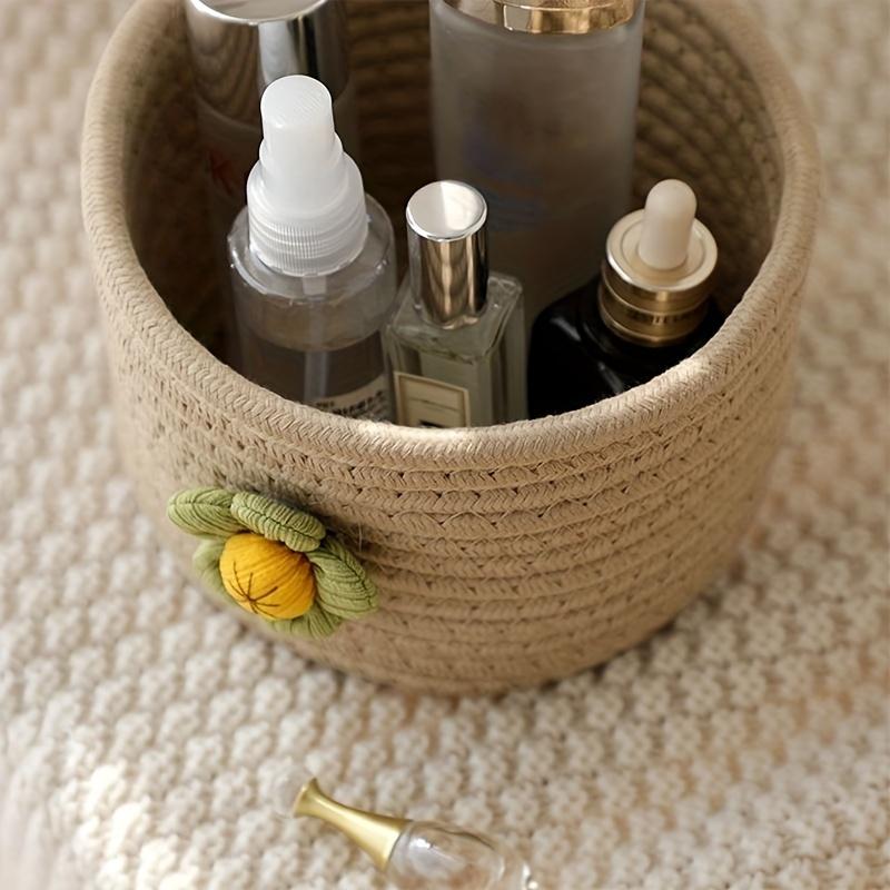 1pc Desktop Storage Basket, Student Office Desktop Storage, Entryway Key Storage, Cosmetic Cotton Rope  Storage Box