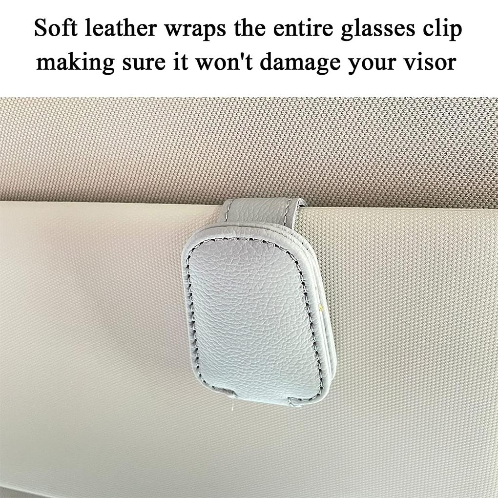 Car Holder Clip PU Leather Sunglasses Ticket Storage Hanger Interior Organization Case Accessories