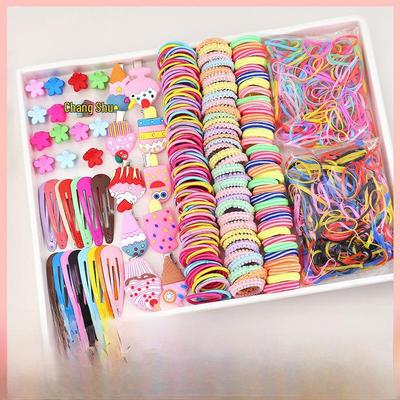 Koreanisches Haarschmuck-Set für Kinder: 780 Stück Gummibänder und Wassertropfen-Clips in Geschenkbox